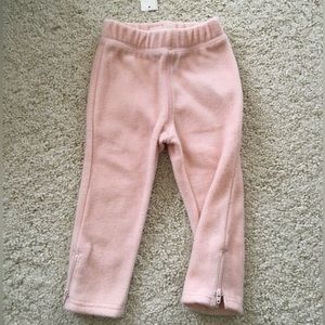 New GAP zipper fleece leggings pants tights zipper zip ankle pink winter- 2 2T